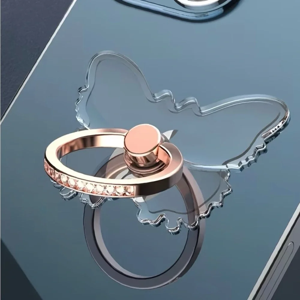 2-Pack Butterfly Rhinestone Phone Ring Holder Grip Stand Bling Kickstand Set